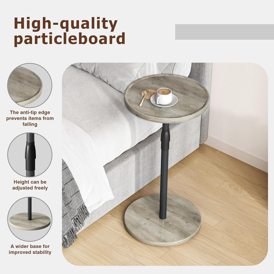Beistelltisch Rund,Verstellbarer Kleiner Tisch,Nachttisch Holz,Beistelltisch Couch für kleine Räume,