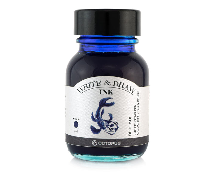 Octopus Write and Draw Ink 414 Blue Koi, wasserfeste Tinte zum Schreiben und Zeichnen, Kalligraphiet