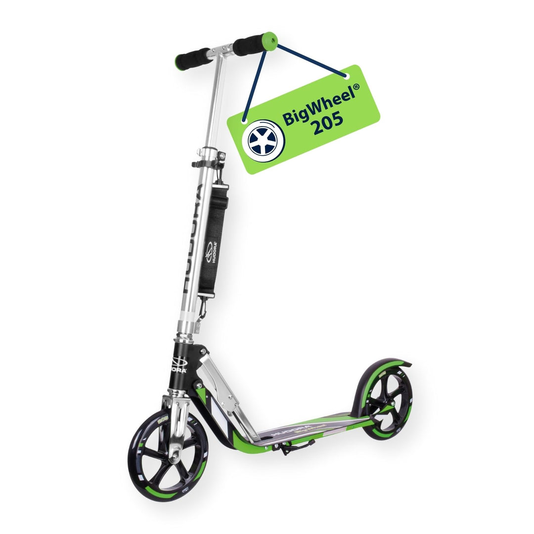 HUDORA BigWheel 205 Scooter - Stabiler Aluminium-Roller - Höhenjustierbarer & zusammenklappbarer Cit