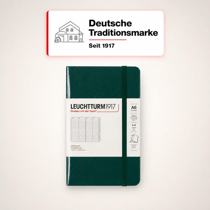 LEUCHTTURM1917 370362 Adressbuch Pocket (A6), Hardcover, Forest Green Forest Green Pocket (A6), Fore