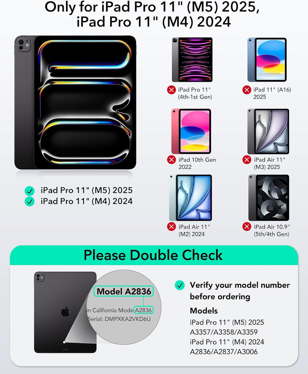 ESR Hülle mit Tastatur für iPad Pro 11" (M5/M4) 2025/2024 – Magnetisch abnehmbare Tastatur, Hoch- un