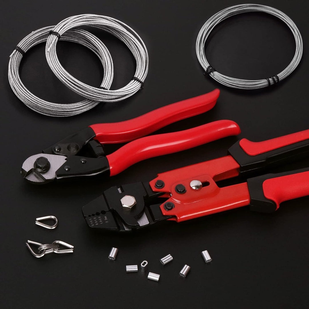 Swpeet 165Pcs Beruf Bis zu 2.2mm Drahtseil Crimpwerkzeug und Kabelschneider, Aluminium Doppel Crimps