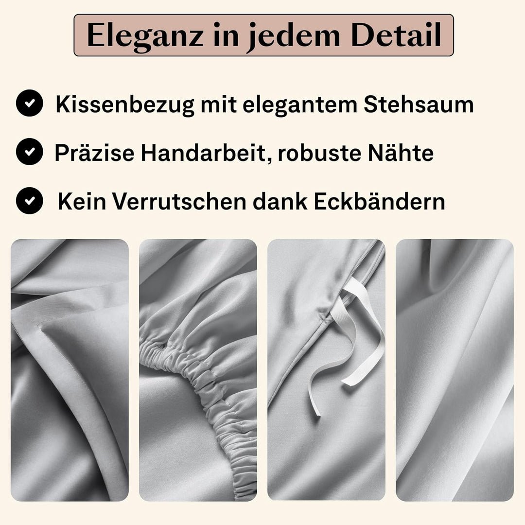 Amqua Mako Satin Kissenbezug 2er Set Kissenbezüge 65x65 cm, 100% ägyptische Baumwolle (Zertifiziert)