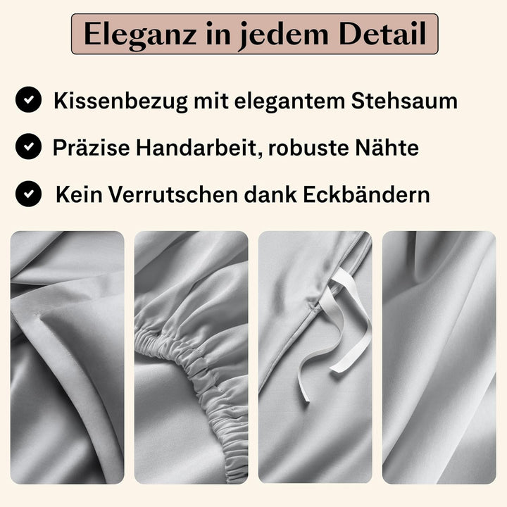 Amqua Mako Satin Kissenbezug 2er Set Kissenbezüge 80x80 cm, 100% ägyptische Baumwolle (Zertifiziert)