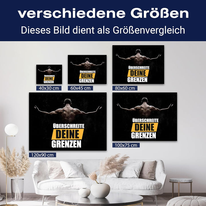 wandmotiv24 Leinwand-Bilder Motivation, Grösse 100x75cm, Querformat, Überschreite Deine Grenzen, Spo