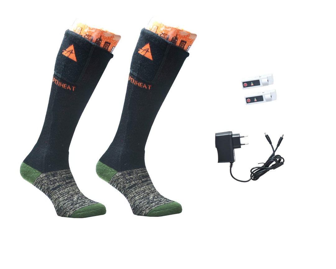 Alpenheat Fire Beheizte Socken 36-38 Schwarz/Grau/Grün, 36-38 Schwarz/Grau/Grün