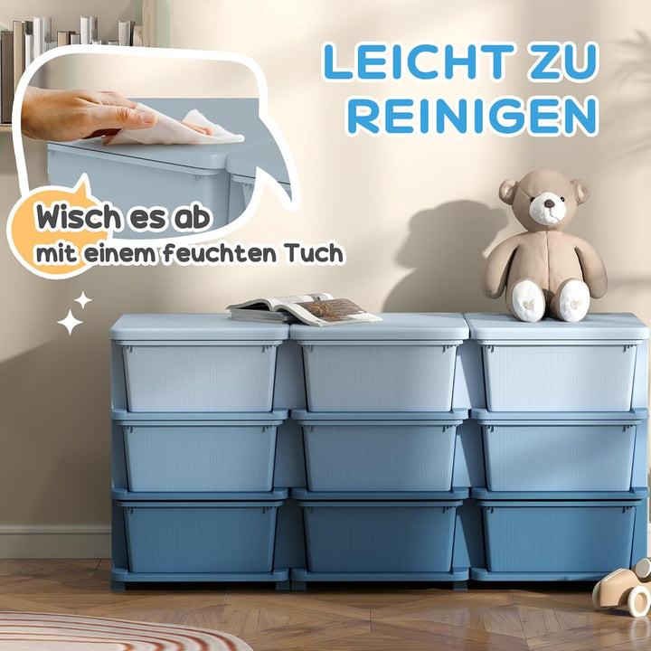 HOMCOM Schubladenschrank für Kinder mit Stauraum Aufbewahrungsboxen Spielzeug-Organizer Spielzeugkis