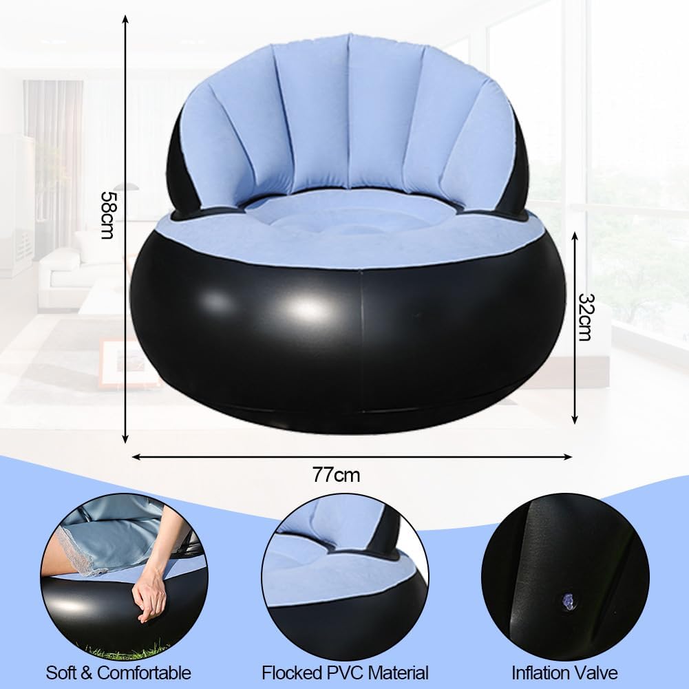 Aufblasbares Sofa, Aufblasbarer Sessel, Luftsofa, Campingsofa, Tragbare Flocking Sitzsack Aufblasbar