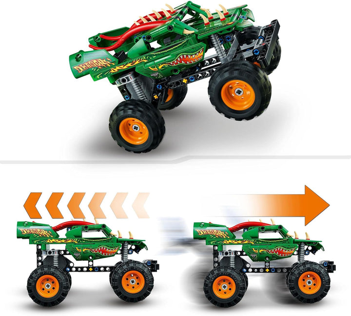 LEGO 42149 Technic Monster Jam Dragon, Monster Truck-Spielzeug für Jungen und Mädchen, 2in1-Rennwage