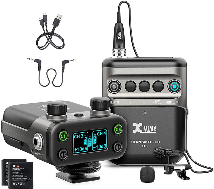 XVive U5 Wireless Audio System – Kabelloses Lavalier Mikrofon Set für Kamera, Video & Interviews, 2,