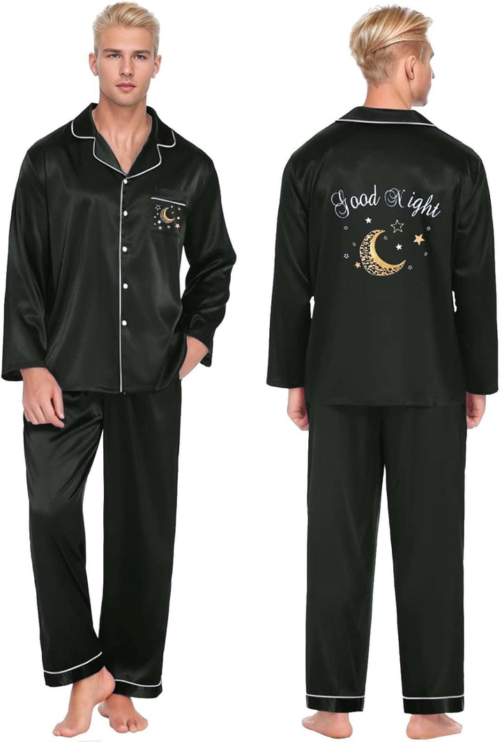 Damen Pyjama Satin Schlafanzug Set,Damen Seidensatin Pyjama Set 2Pcs Langarmhose Chinesischer Stil N