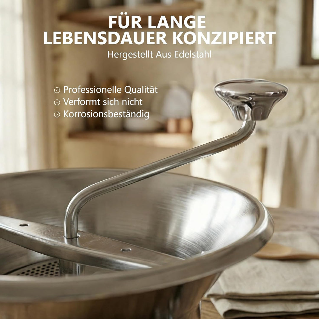 LA BONNE GRAINE Edelstahl-Passiermühle 24 cm | Profi Flotte Lotte mit 3 Siebscheiben | Passiergerät