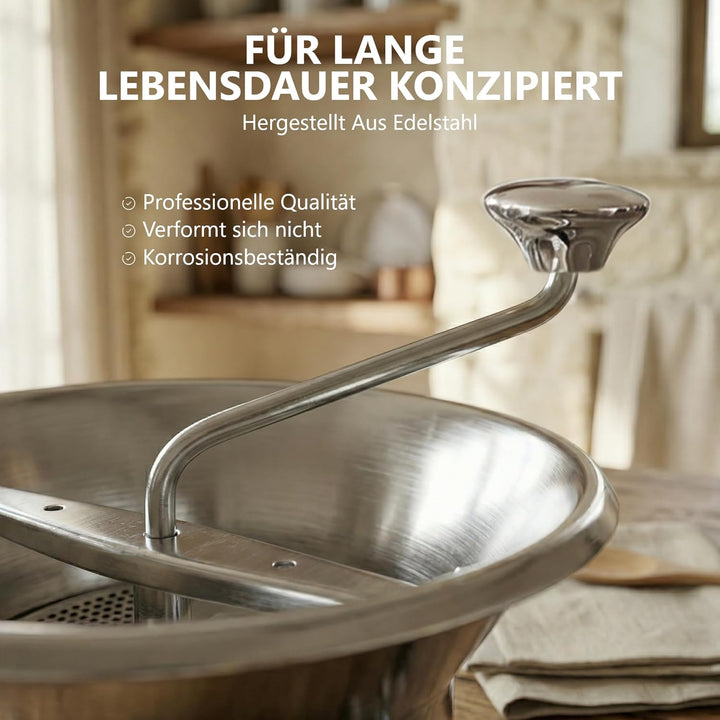LA BONNE GRAINE Edelstahl-Passiermühle 24 cm | Profi Flotte Lotte mit 3 Siebscheiben | Passiergerät