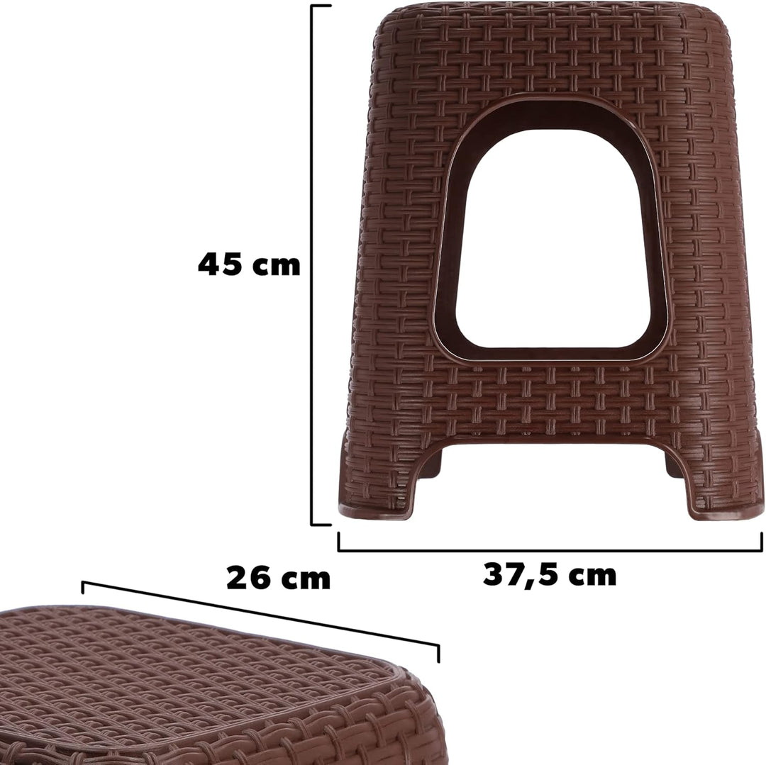 KADAX Hocker aus Kunststoff, Tritthocker bis 120 kg, Rattanhocker mit Antirutschfüssen, Badhocker, W