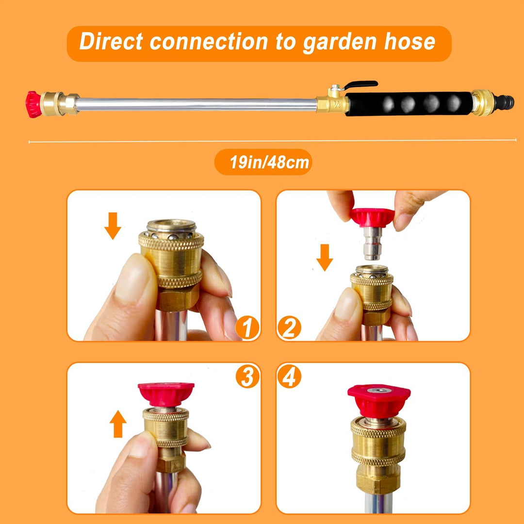 Jet Nozzle Power Washer für Gartenschlauch, enthält 2 Hochdruckdüsen und Schnellanschlüsse Jet High