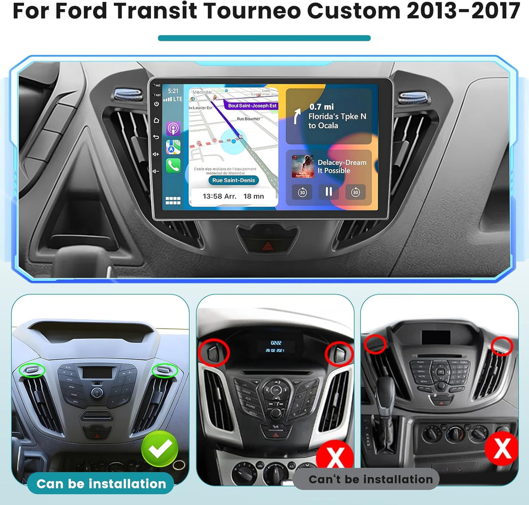 Hikity 2G 64G Android 15 Autoradio Für Ford Transit Custom 2013-2017 mit Wireless Carplay Android Au