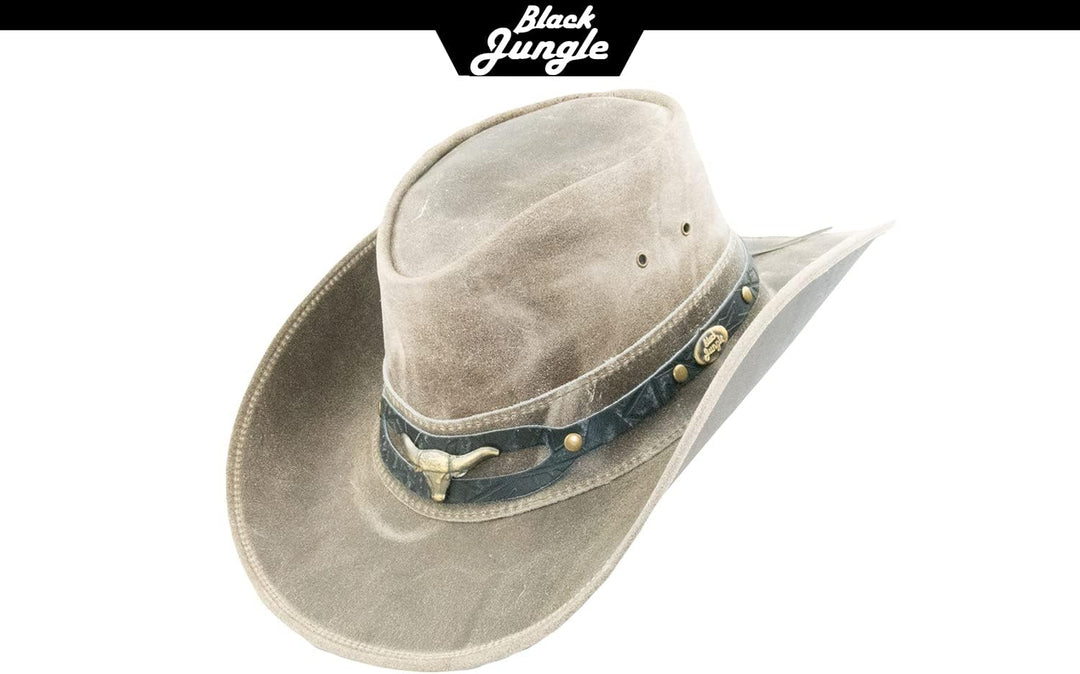 Black Jungle Ontario Outdoor Western Lederhut Australien Cowboy Lederhüte Reiterhut Unisex S Charcoa