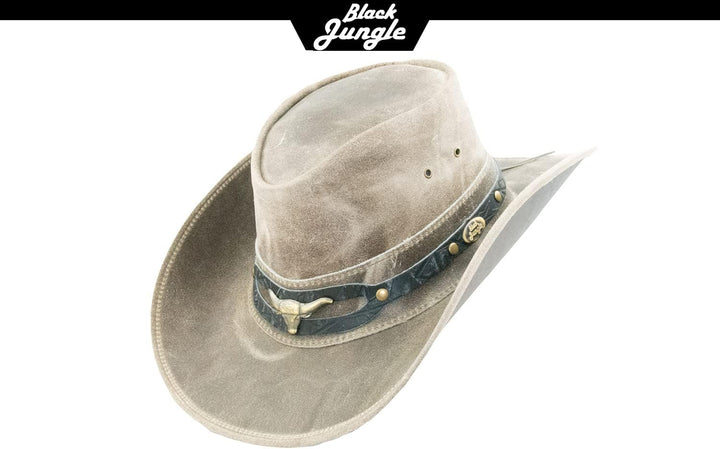 Black Jungle Ontario Outdoor Western Lederhut Australien Cowboy Lederhüte Reiterhut Unisex S Charcoa