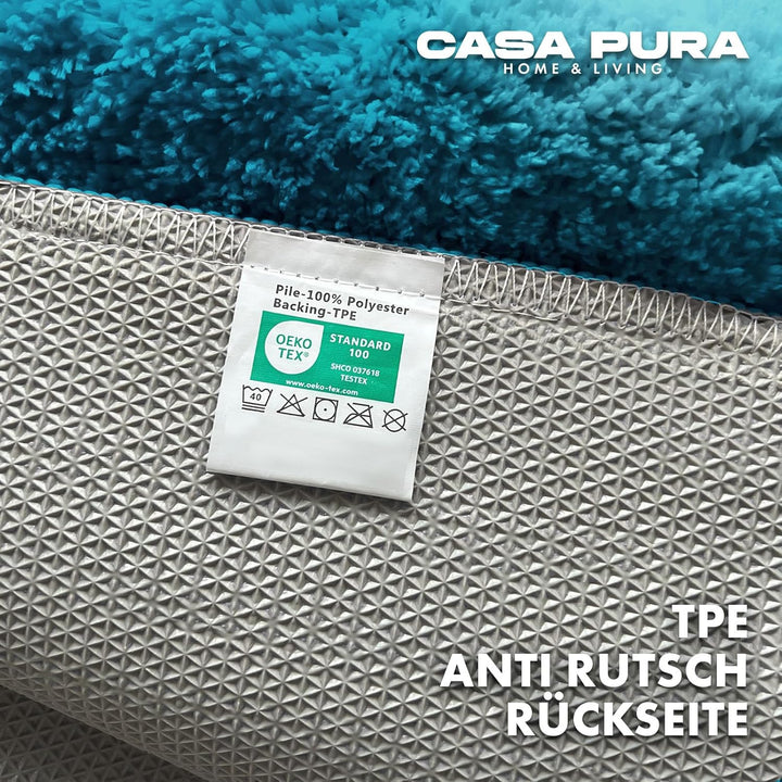 casa pura Badematte türkis weicher, Flauschiger Badezimmerteppich in Shaggy Optik, Badvorleger rutsc