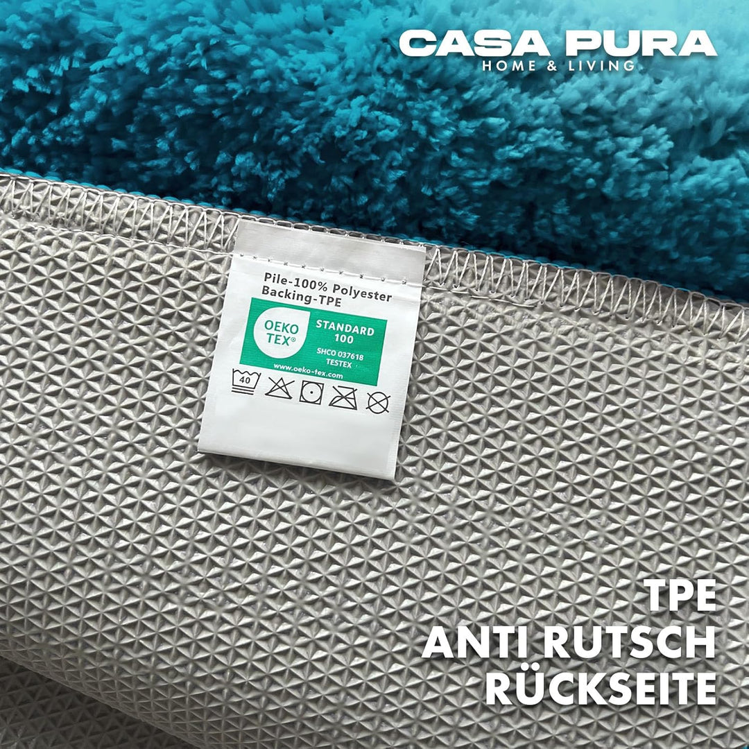 casa pura Badematte türkis weicher, Flauschiger Badezimmerteppich in Shaggy Optik, Badvorleger rutsc