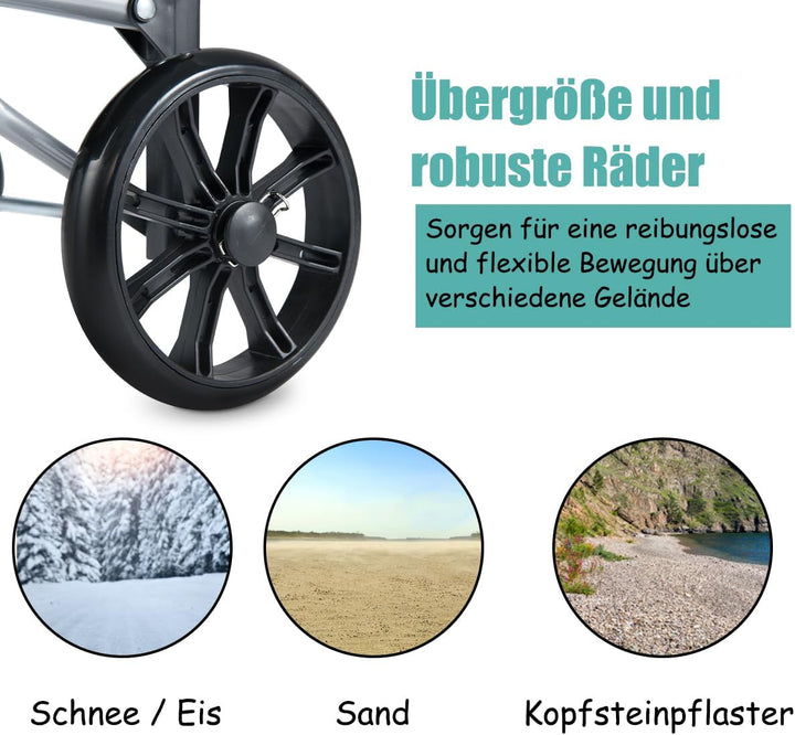 COSTWAY 35L Einkaufstrolley klappbar, Einkaufswagen mit Rollen, Einkaufsroller mit abnembarer Einkau