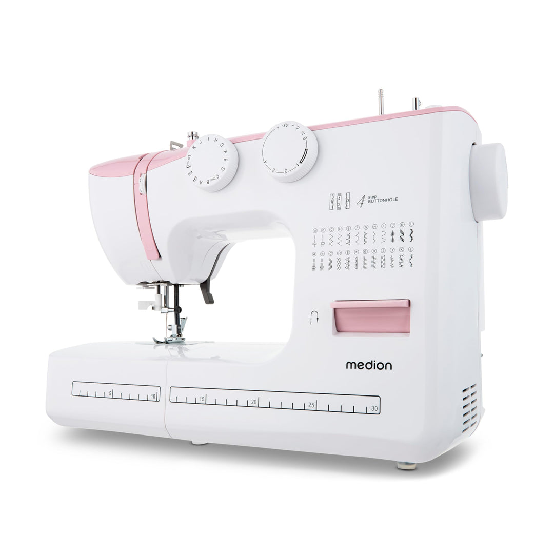MEDION Freiarm-Nähmaschine SM60 (60 Watt, 60 verschiedene Stichmuster mit Knopflöchern, LED Nählicht