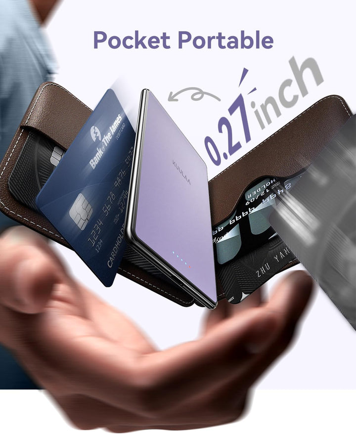 Kuulaa Ultra Slim PowerBank, 5000 mAh, MagSafe Externe Batterie mit Type C 20W Ausgangsleistung, Sch