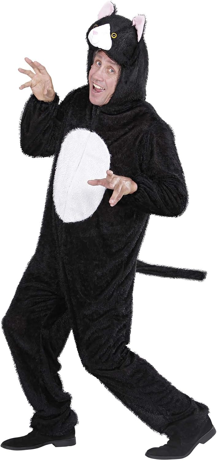 W WIDMANN MILANO Party Fashion - Kostüm Katze, Overall mit Kapuze, Tierkostüm für Karneval, M