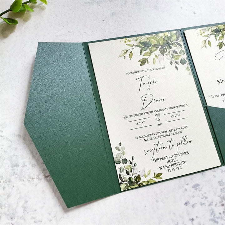 Grüne Hochzeitseinladungsumschläge, Perlpapier, 250 g/m², 25 Stück, Für Hochzeit Geburtstag Taufe Ei
