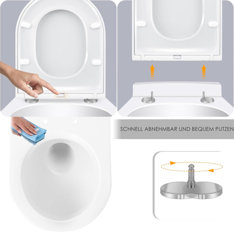 KESSER® WC Sitz mit Absenkautomatik Toilettendeckel Quick-Release-Funktion und Softclose - einfache