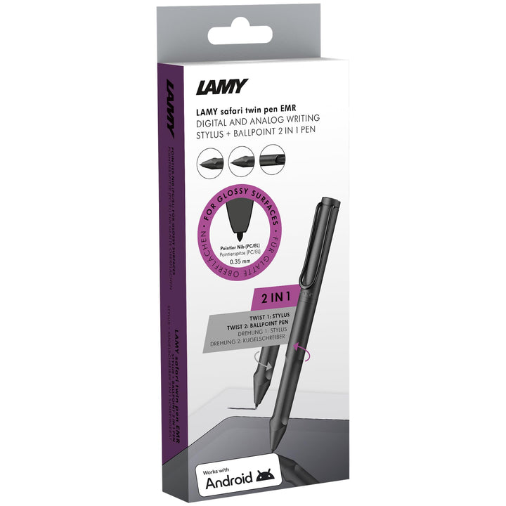 LAMY safari twin pen all black EMR Stylus 2-in-1 Kugelschreiber in der Farbe Schwarz für den flexibl