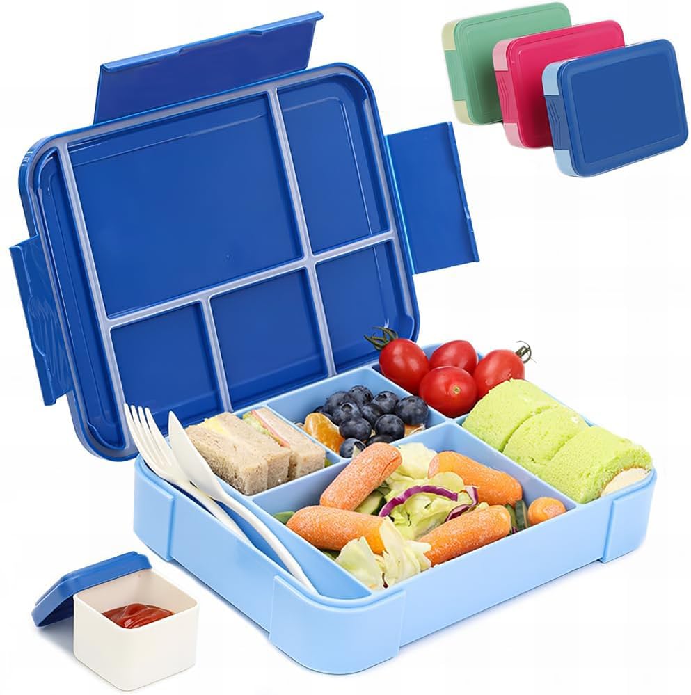 Bugucat Brotdose Kinder mit Fächern 1330ML,Lunchbox Kinder Bento Box Auslaufsicher mit 6 Fächern Bes