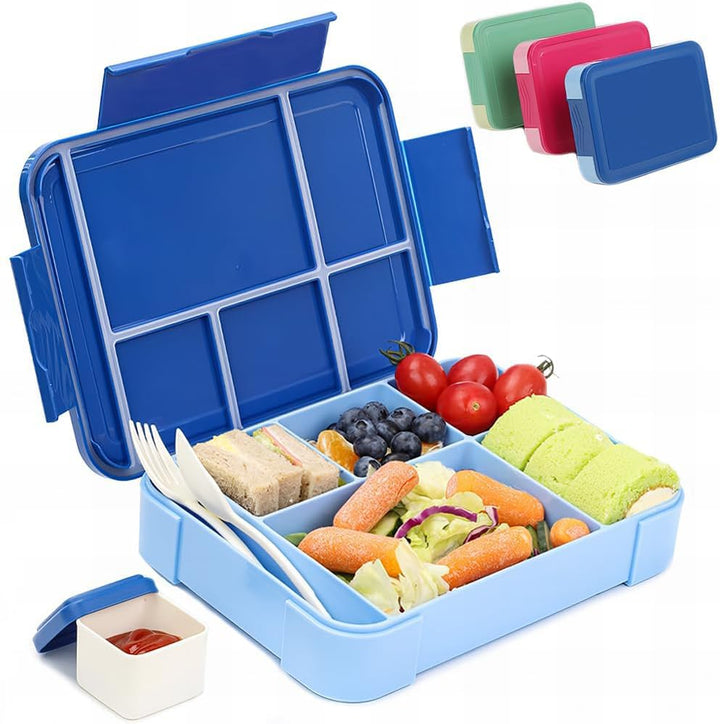 Bugucat Brotdose Kinder mit Fächern 1330ML,Lunchbox Kinder Bento Box Auslaufsicher mit 6 Fächern Bes