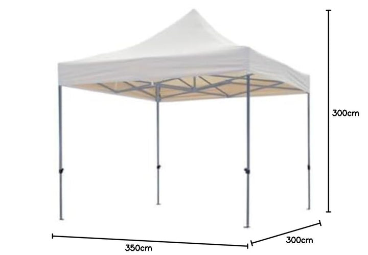 PEREL - GZB5PRO Professioneler Gartenpavillion, 3 m Breite x 3 m Länge, Weiss 166272
