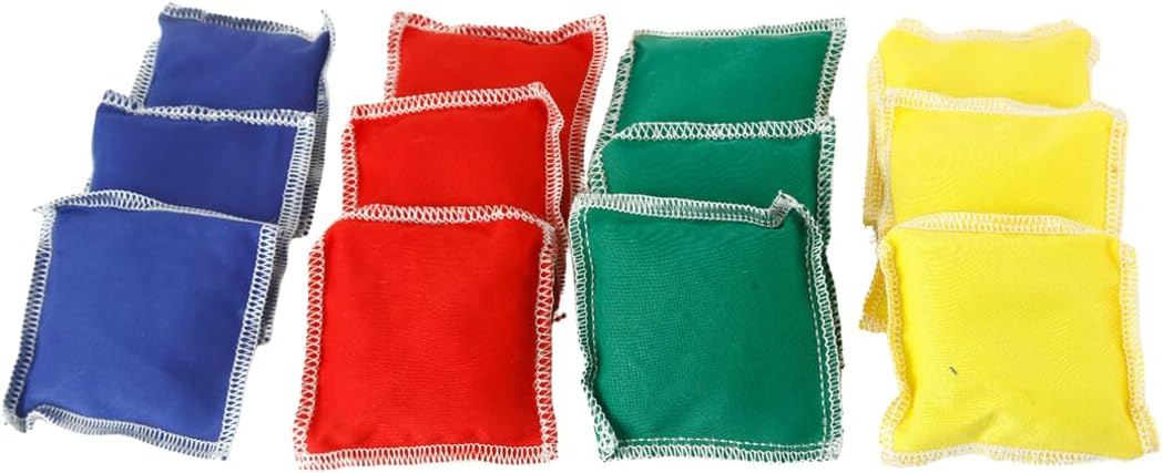 GSi Kids Play Equipment – Mini Bean Bags Cotton/Nylon 12 pack & Rainbow Play Parachute for Physical