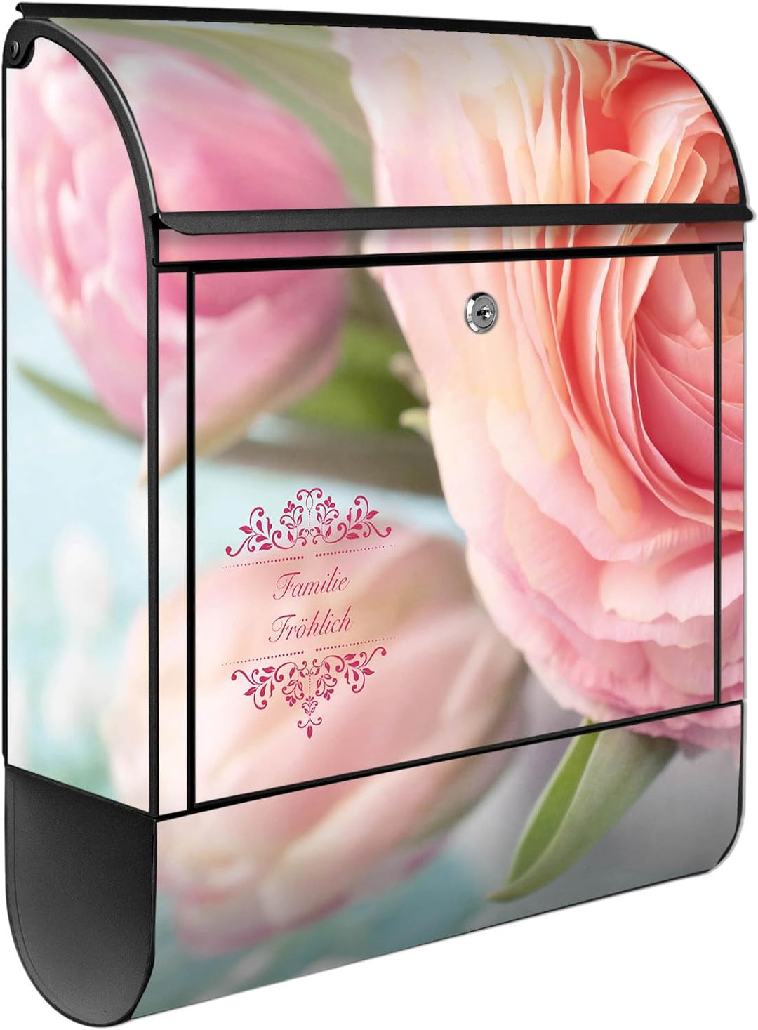 banjado Design Briefkasten personalisiert 38,5x46,5x13cm & 2 Schlüssel - Briefkasten Stahl Schwarz Z