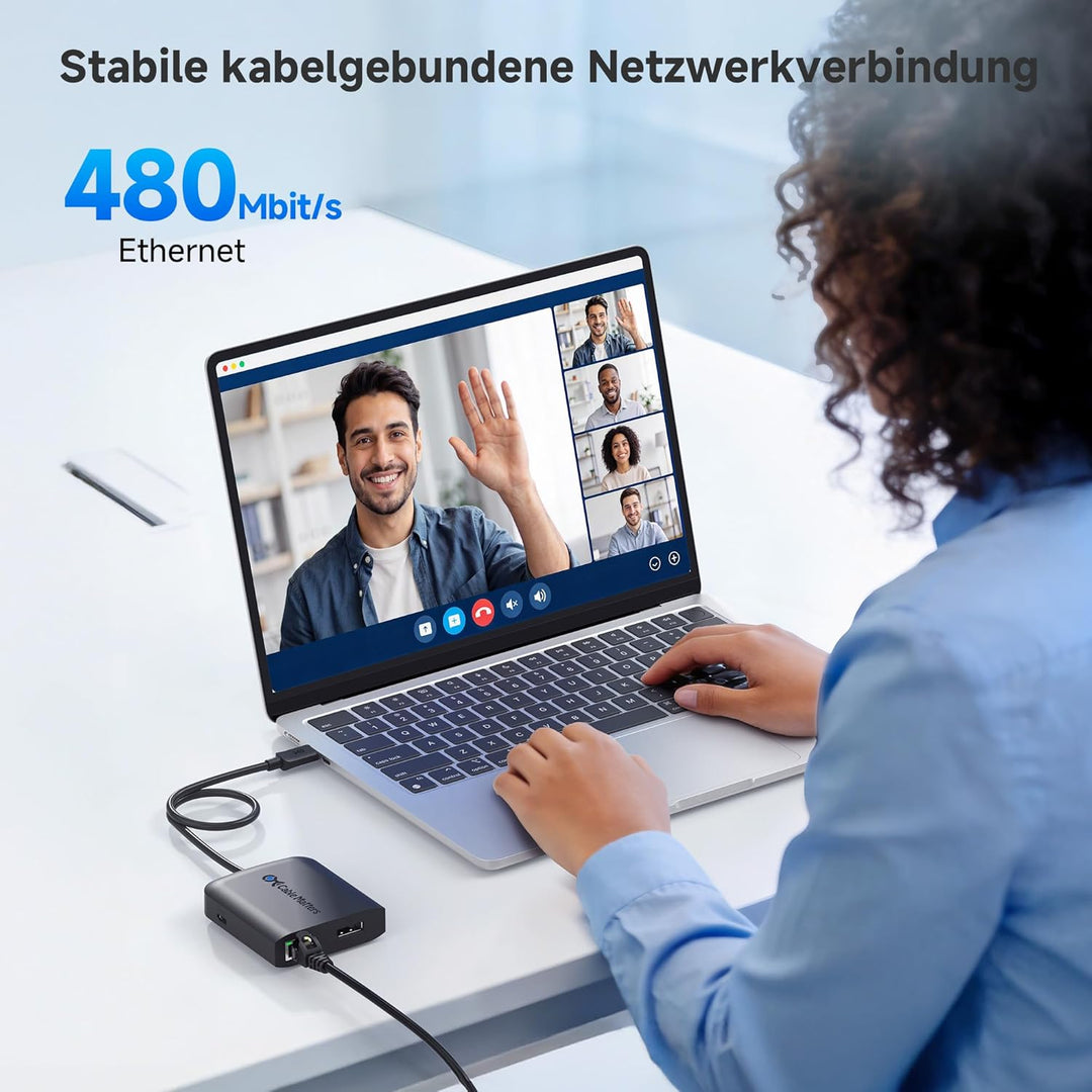 Cable Matters USB C Multiport Adapter DisplayPort 8K 60Hz (USB C Adapter mit DP 1.4, 2X USB 2.0, 480