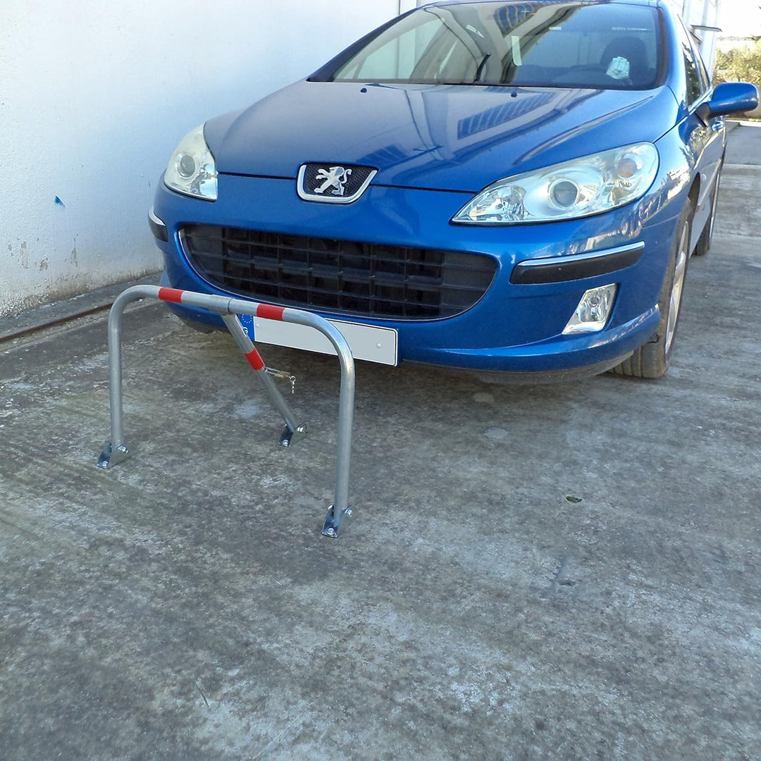 SNS SAFETY LTD Parkplatzsperre Klappbar, aus verzinktem Stahlrohr 32 mm, mit 3 Beinen, Vorhängeschlo