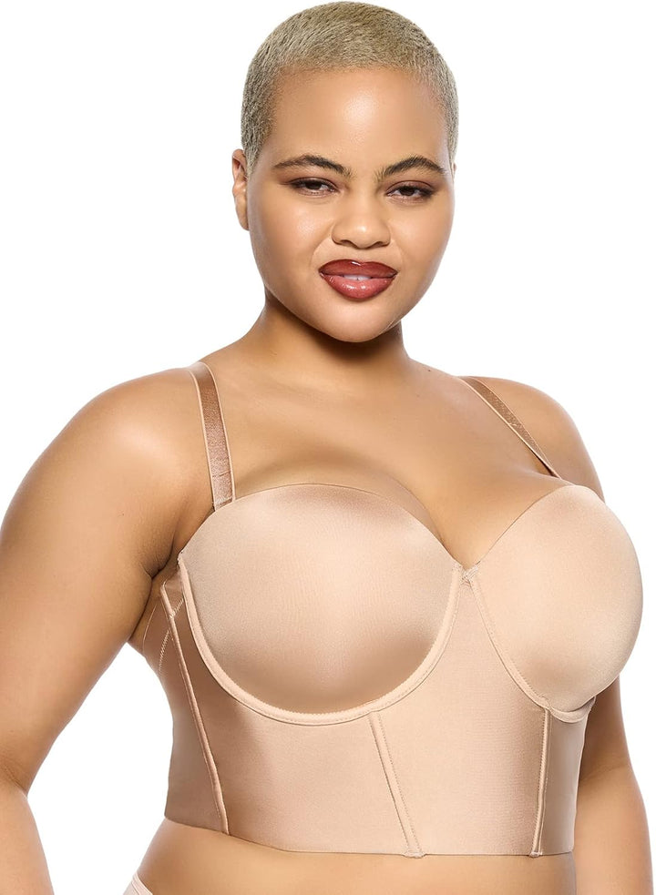 Felina Body Veil Longline Trägerloser Nahtloser BH - Plus Size Trägerloser BH mit breitem Rücken - T