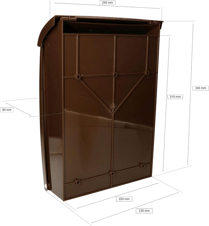 KOTARBAU® Briefkasten aus Kunststoff Braun 235x90x340mm, Braun