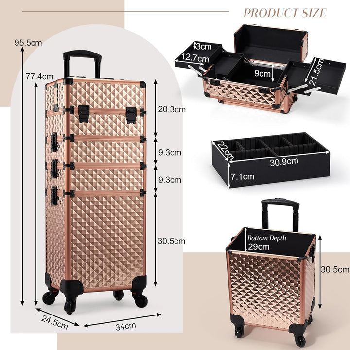 Kosmetikkoffer Trolley 4-in-1 Kosmetikkoffer Gross Kosmetik Trolley Make up Koffer Schminkkoffer mit