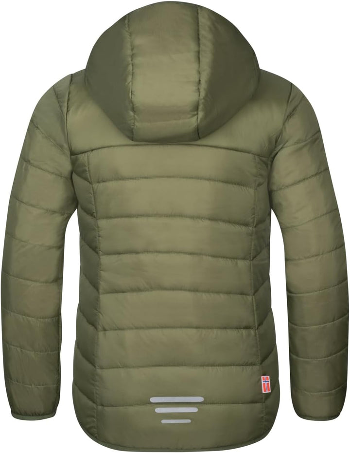 Trollkids Kids Eikefjord Jacket Dusky Olive/Light Magenta 128, Dusky Olive/Light Magenta 128