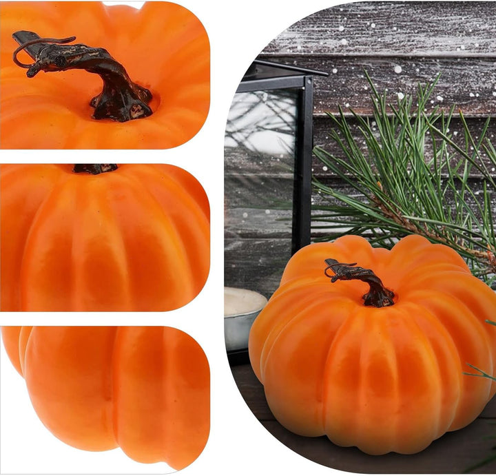 Woration 21 cm Gross Orange Gefälschte Halloween Kürbis Künstlich Faux Herbst Kürbis Dekoration für