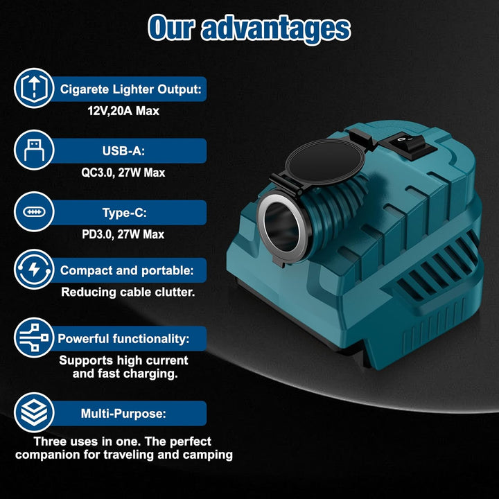 Step Down Konverter für Bosch 18V auf12V Abwärtswandler Power Wheel GBA Batterie Adapter,USB Type-C