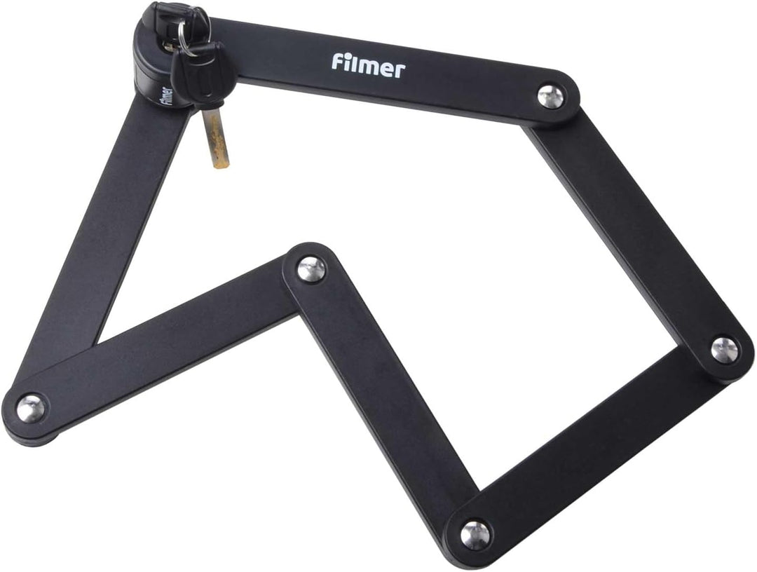 Filmer, 43149, Faltschloss mit Halterung, Länge: 85 cm, 6 stabile Stahlsegmente, Kunstoffummantelung