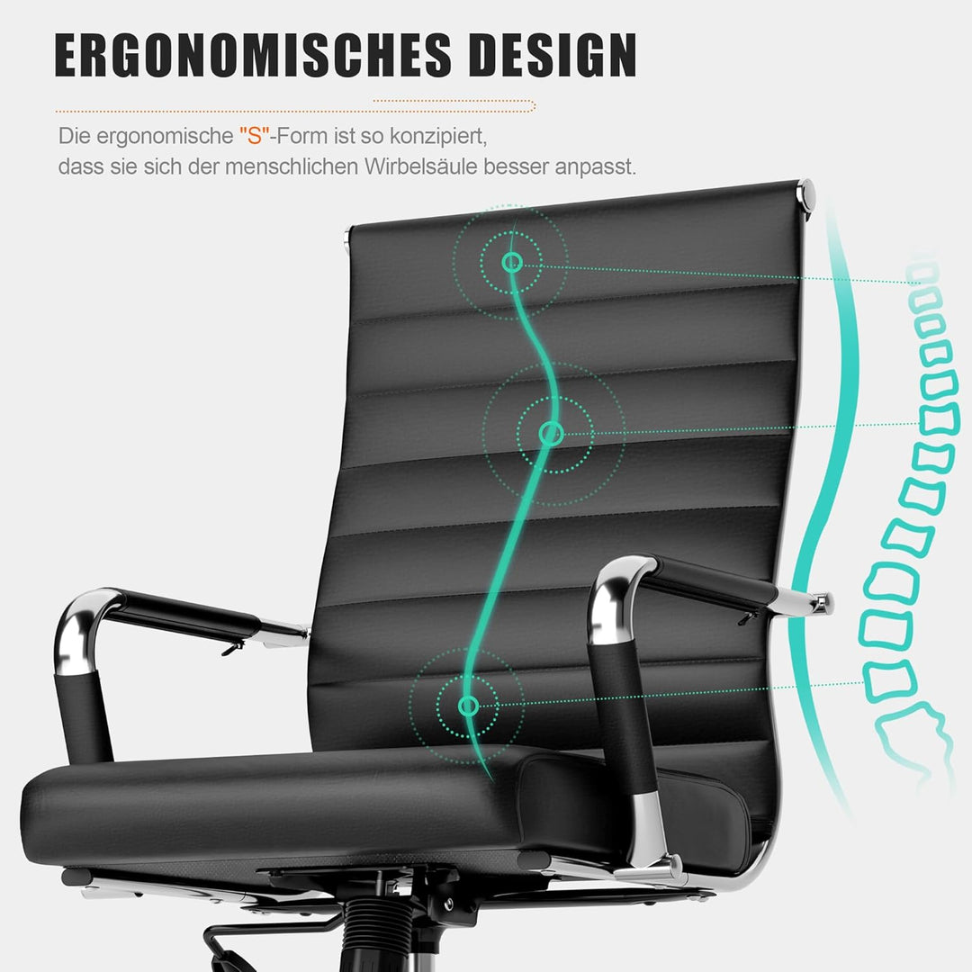 UEV Bürostuhl Ergonomisch Wippfunktion bis 150 kg belastbar Schreibtischstuhl mit Armlehne Drehstuhl