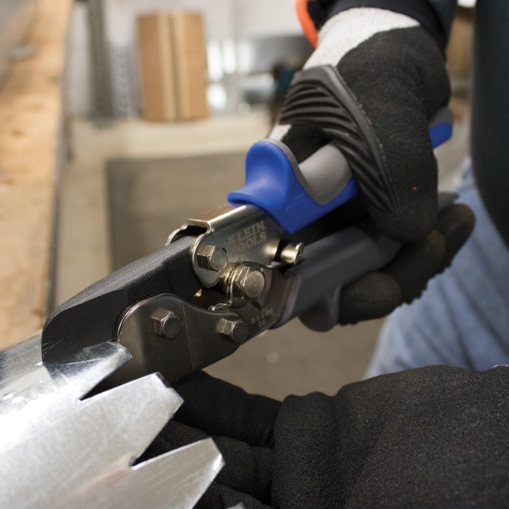 Klein Tools HVAC Werkzeug V Kerbe für Leitungen und Blech, schneidet 30 Grad V, blau/grau, 86526