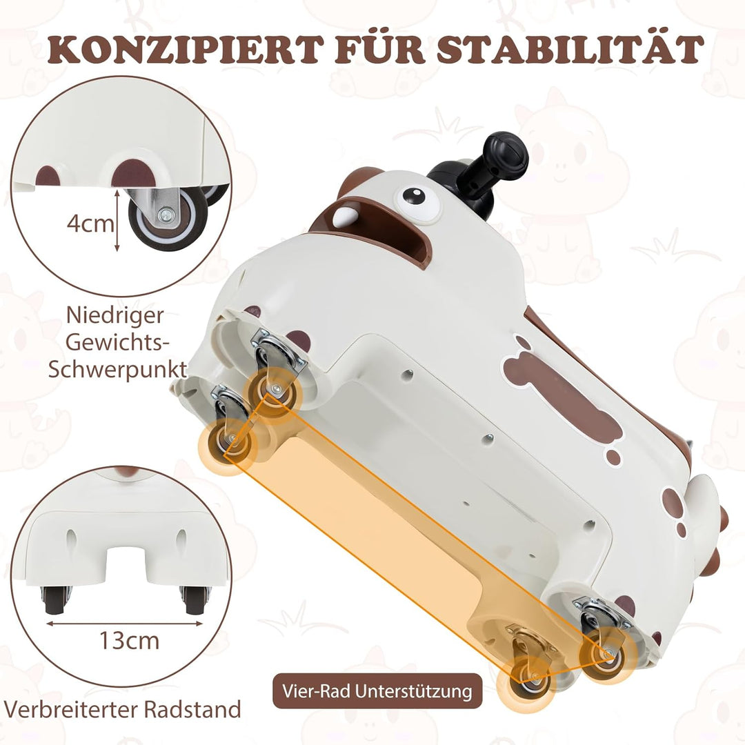 COSTWAY Rutschauto, Rutschfahrzeug mit Stauraum unter dem Sitz, Dinosaurier Schiebauto mit Lichter &