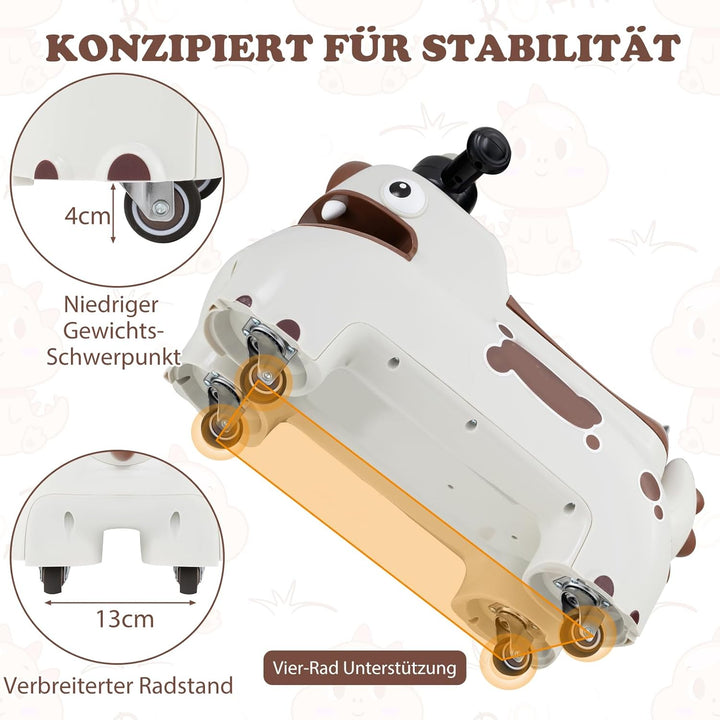 COSTWAY Rutschauto, Rutschfahrzeug mit Stauraum unter dem Sitz, Dinosaurier Schiebauto mit Lichter &