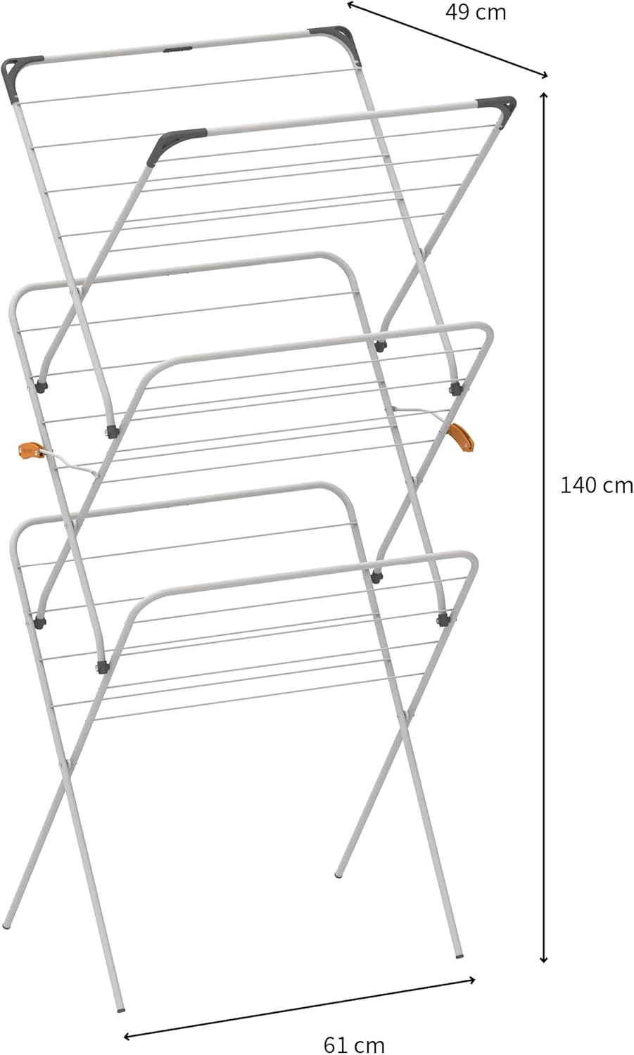 Rörets Wäscheständer Rise White - Pop-Up-Konstruktion - Sicherheitssperre - 61x49x140 cm - 18 m Troc